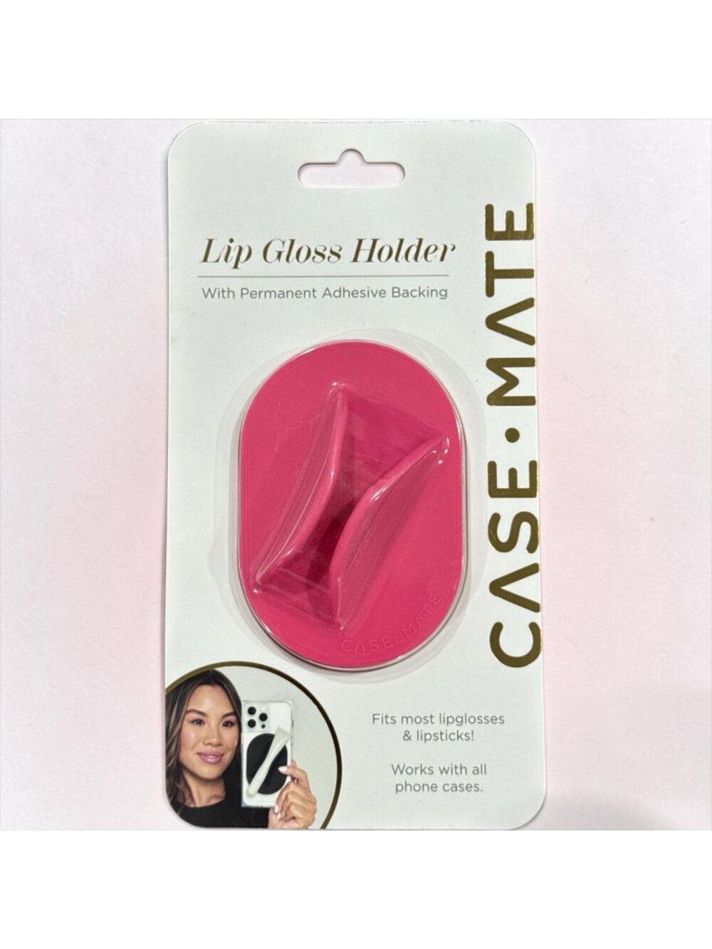 Lip Gloss Holder With Permanent Adhesive Backing By Case-Mate Pink Silicone Comp